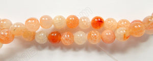 Peach Fire Agate -  Smooth Round Beads  15"