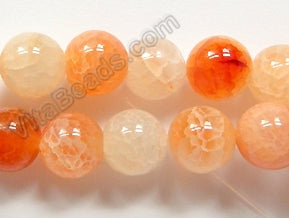 Peach Fire Agate -  Smooth Round Beads  15"