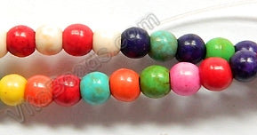 Mixed Crack Turquoise  -  Smooth Round Beads  16"