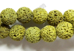 Olive Lava Stone Natural No Wax  -  Smooth Round  16"    10 mm