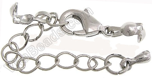 Platinum Plated Oval Trigger Clasp with Chain