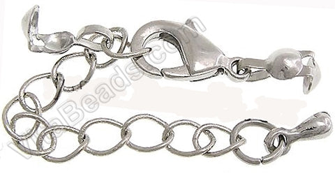 Platinum Plated Oval Trigger Clasp with Chain