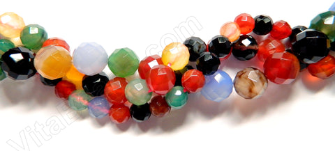 Mixed Agate Bright  -  Faceted Round  16"