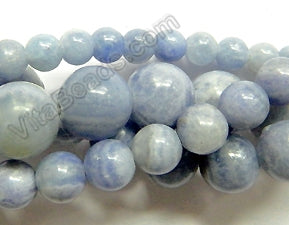 Dyed Blue Peruvian Rhodonite  -  Smooth Round Beads  16"