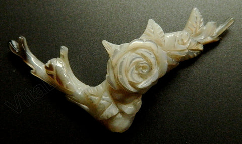 Carved Shell Cab Pendant Jumble Rose Design