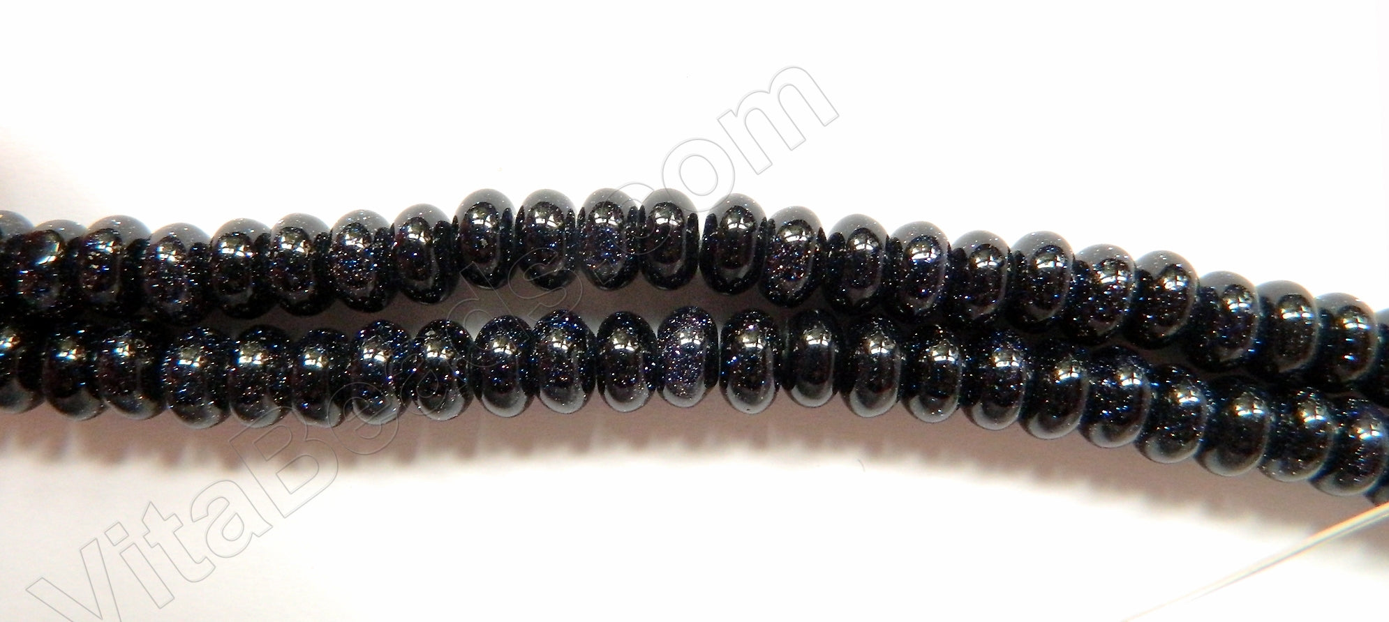 Blue Goldstone  -  Smooth Rondel  16"    8 mm