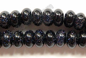 Blue Goldstone  -  Smooth Rondel  16"    8 mm