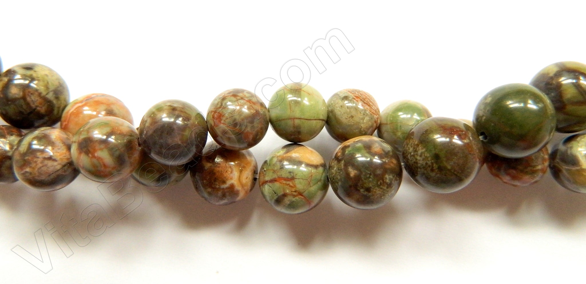 Brazilian Green Opal AA  -  Smooth Round Beads 16"