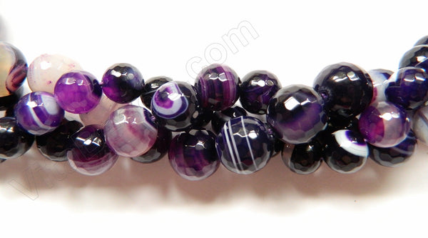 Purple Sardonix Agate w/ Lines  -  Faceted Round  16"