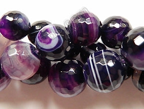 Purple Sardonix Agate w/ Lines  -  Faceted Round  16"