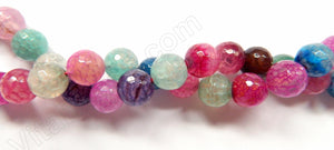 Fire Agate Light Pink Purple Mix - Faceted Round 16"