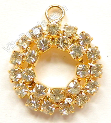 Gold Plated Copper Circle Pendant w/ Macarsite Crystal