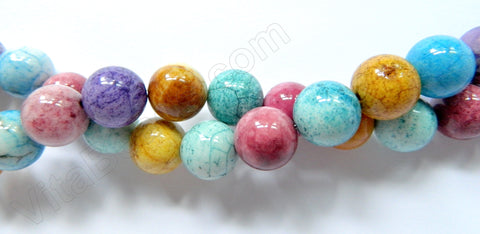 Dyed White Agate (Multi Color)  -  Big Smooth Round Beads   16"