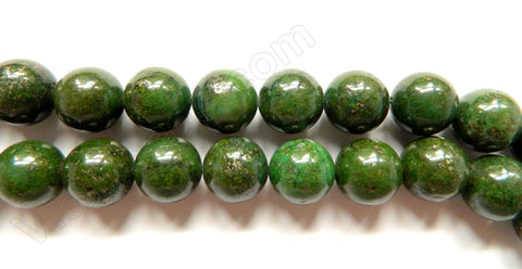 Green Pyrite AA  -  Big Smooth Round Beads 16"
