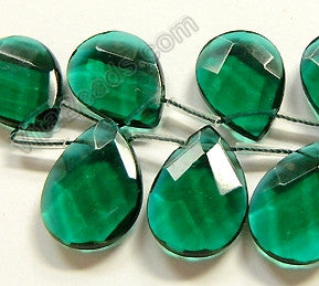 Dark Emerald Crystal  -  Faceted Flat Briolette 16"