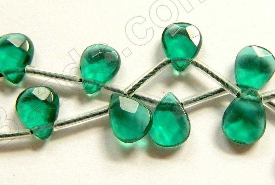 Emerald Crystal   -  7x10mm Faceted Flat Briolette 16"