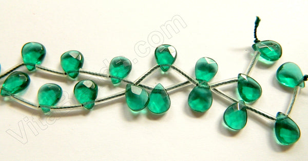 Emerald Crystal   -  7x10mm Faceted Flat Briolette 16"