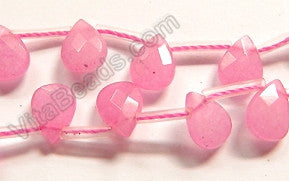 Rose Pink Jade  -  7x10mm Faceted Flat Briolette 16"