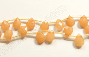 Yellow Peach Jade  -  7x10mm Faceted Flat Briolette 16"