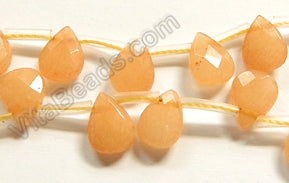 Yellow Peach Jade  -  7x10mm Faceted Flat Briolette 16"
