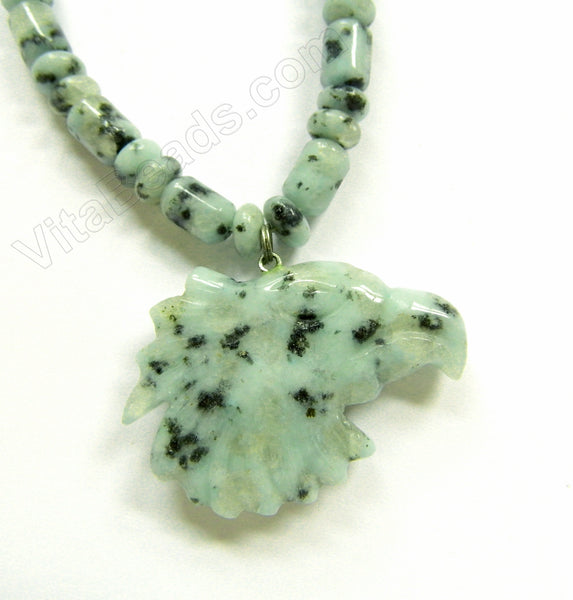 Green Kiwi Stone Necklace Eagle