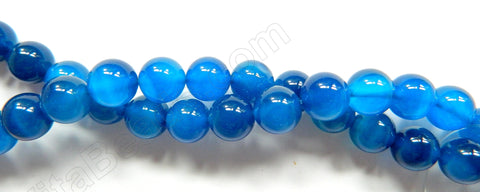 Blue Sardonix Agate - no lines  - Smooth Round Beads  16"