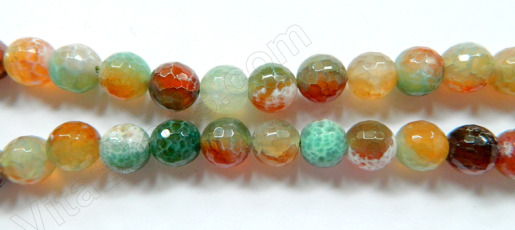 Fire Agate Red Green Mix  -  Faceted Round 16"