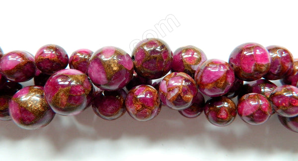 Fuchsia Prase Pyrite AA  -  Smooth Round Beads 16"