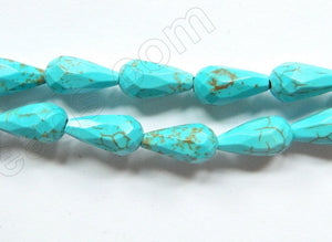 Blue Crack Turquoise  -  8x14mm Faceted Drop 16"