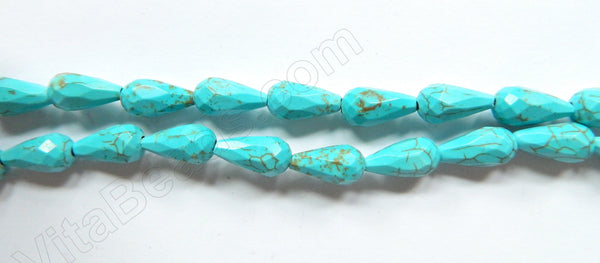 Blue Crack Turquoise  -  8x14mm Faceted Drop 16"
