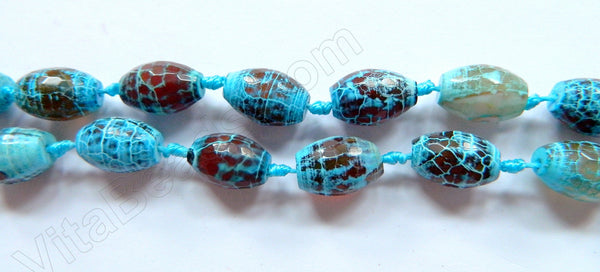 Turquoise Red Fire Agate  -  Faceted Drums  16"