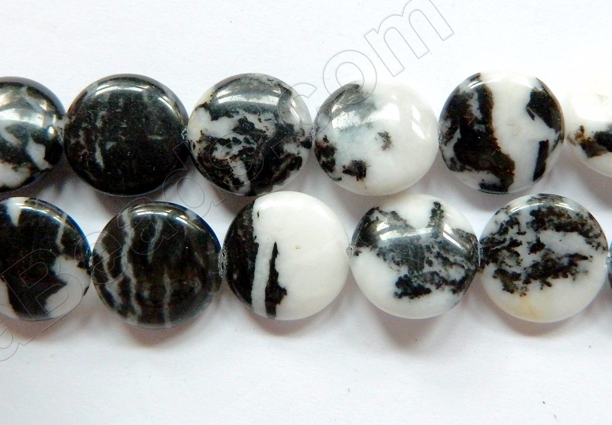 Black White Zebra Jasper -  Puff Coins  16"