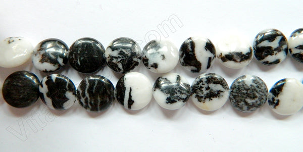 Black White Zebra Jasper -  Puff Coins  16"