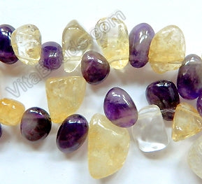 Mixed Quartz, Citrine Amethyst (Natural)  -  Smooth Drops Nuggets  16"