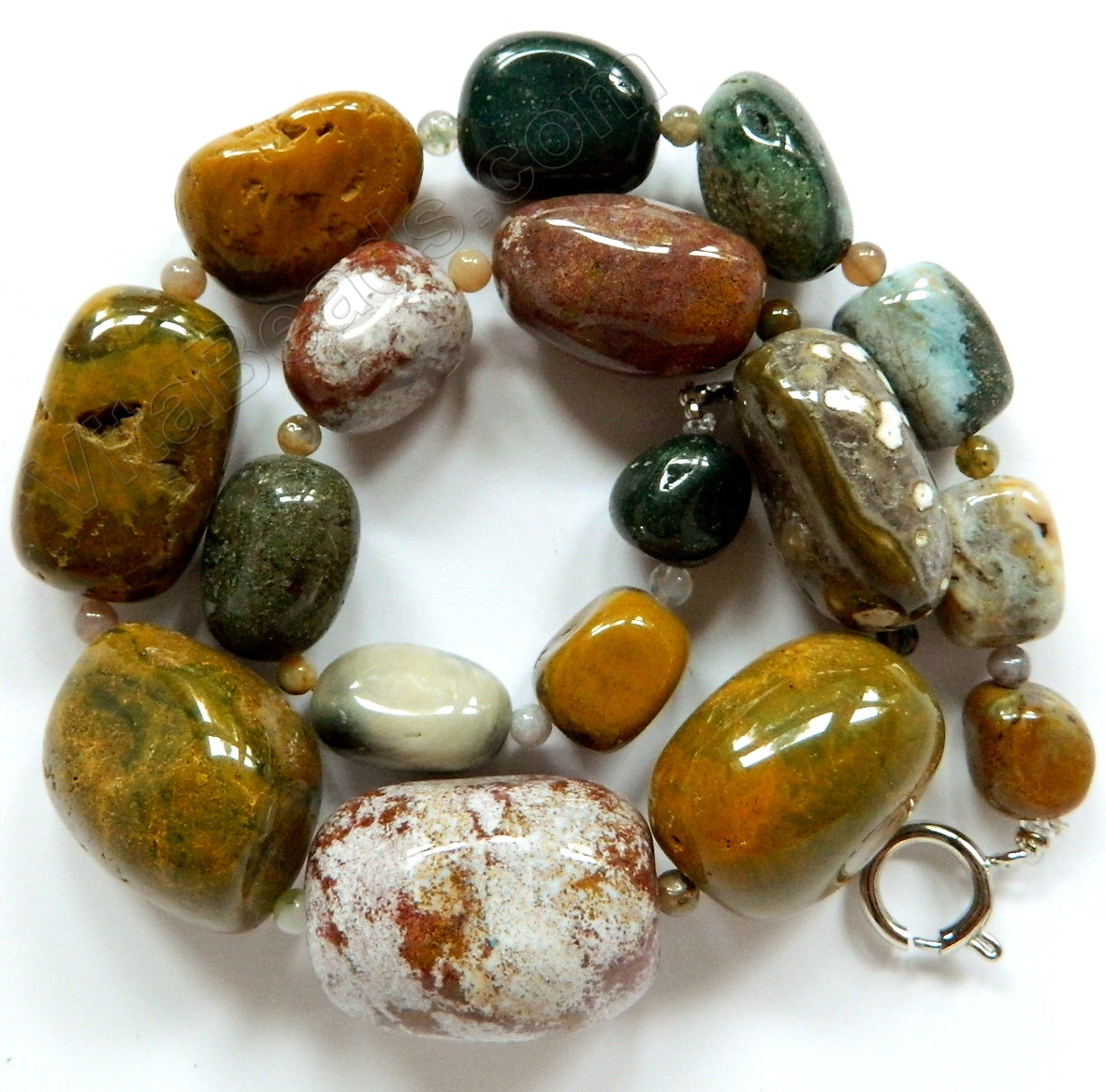 Ocean Jasper-  Graduated Tumble Necklace 18"