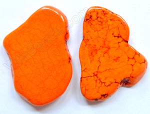 Orange Cracked Chinese Turquoise - Free Form Slab Pendant