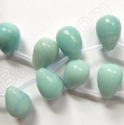 Chinese Amazonite -  Smooth Round Teardrops  16"