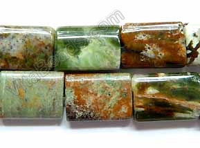 Africa Prase Jasper  -  Puff Thin Tubes  16"