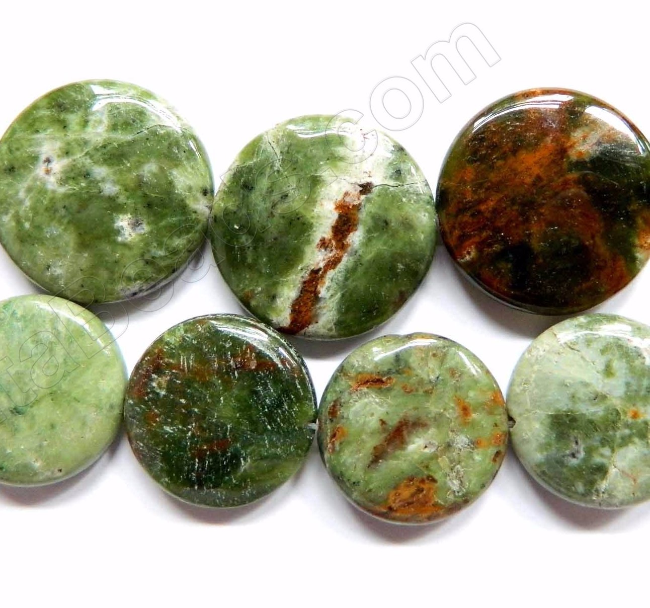 Africa Prase Jasper -  Puff Coins  16"