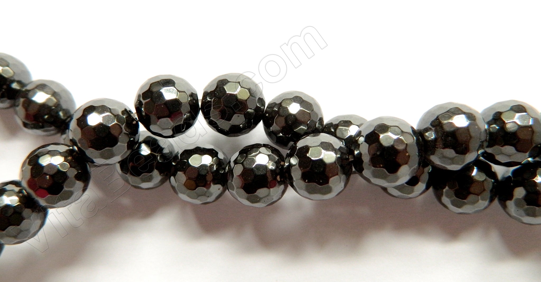 Hematite  -  128 cut Faceted Round 16"