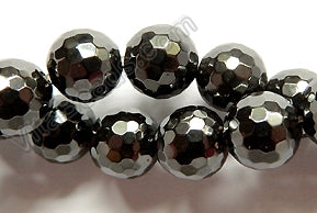 Hematite  -  128 cut Faceted Round 16"