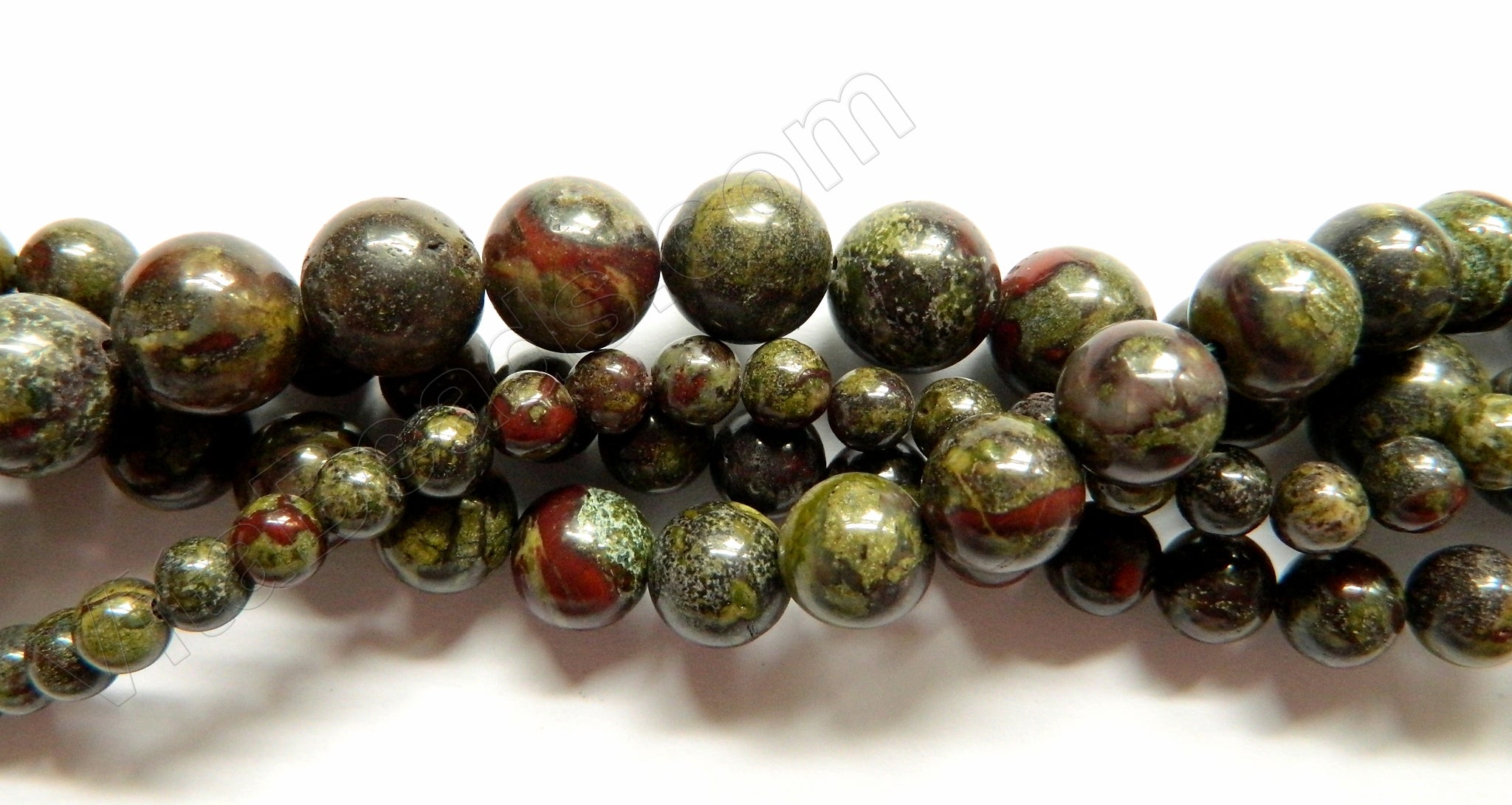 New Blood Stone  -  Smooth Round Beads 16"