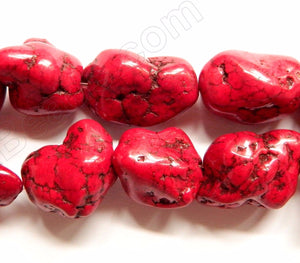 Dark Red Stablelized Turquoise  -  Free Form Nuggets   16"