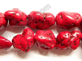Dark Red Stablelized Turquoise  -  Free Form Nuggets   16"