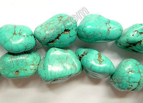 Blue Green Stablelized Turquoise  -  Free Form Nuggets   16"