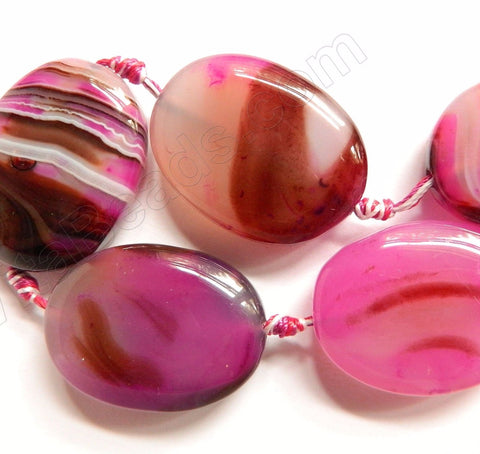 Light Fuchsia Sardonix Agate  -  Thick Puff Ovals  16"