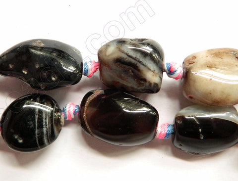 Black Sardonix Agate AB  -  Free Form Nuggets  16"