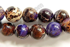 Purple Impression Jasper Dark - Smooth Round Beads 16"