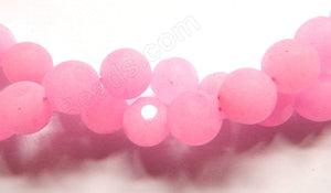 Frosted Pink Jade  -  Faceted Dot Smooth Round 16"