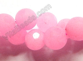 Frosted Pink Jade  -  Dot Faceted Round 16"